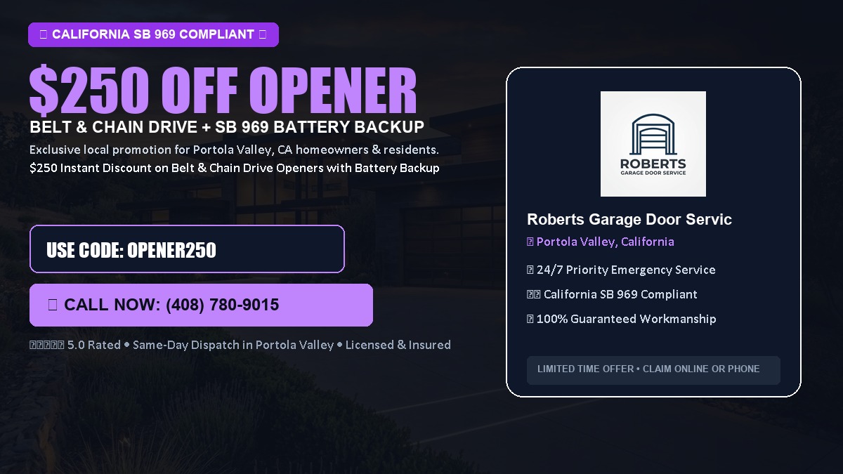 $250 OFF Smart Garage Door Opener Installation (Belt & Chain Drive with California SB 969 Battery Backup) in Portola Valley, CA